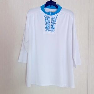 NWT 💙SPORT HALEY💙Carmen 3/4 Sleeve Solid Polo XL